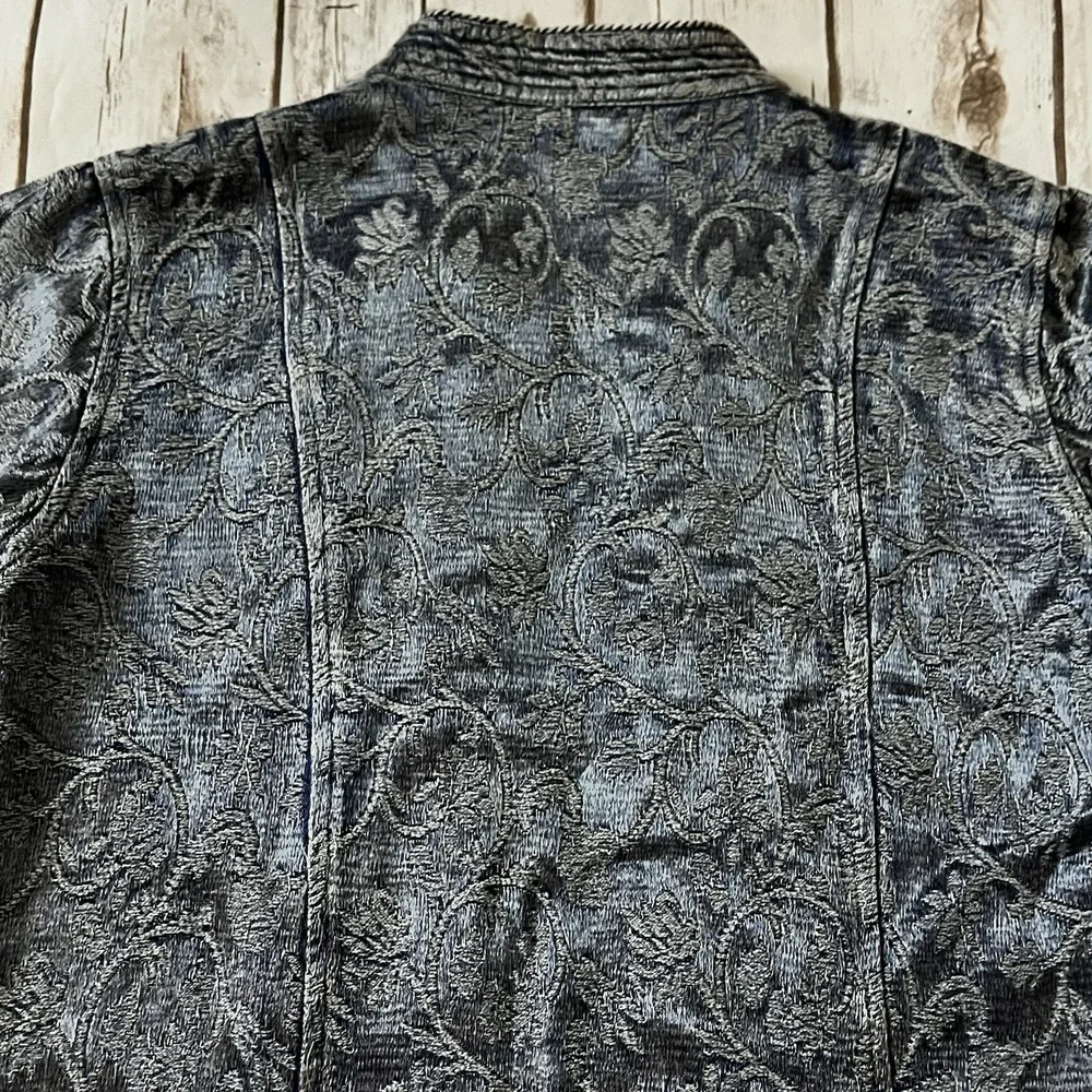 Vtg Quilted Brocade Blazer Jacket L 12 14 Soutache Trim Velvet Braid Art to Wear - Picture 9 of 11